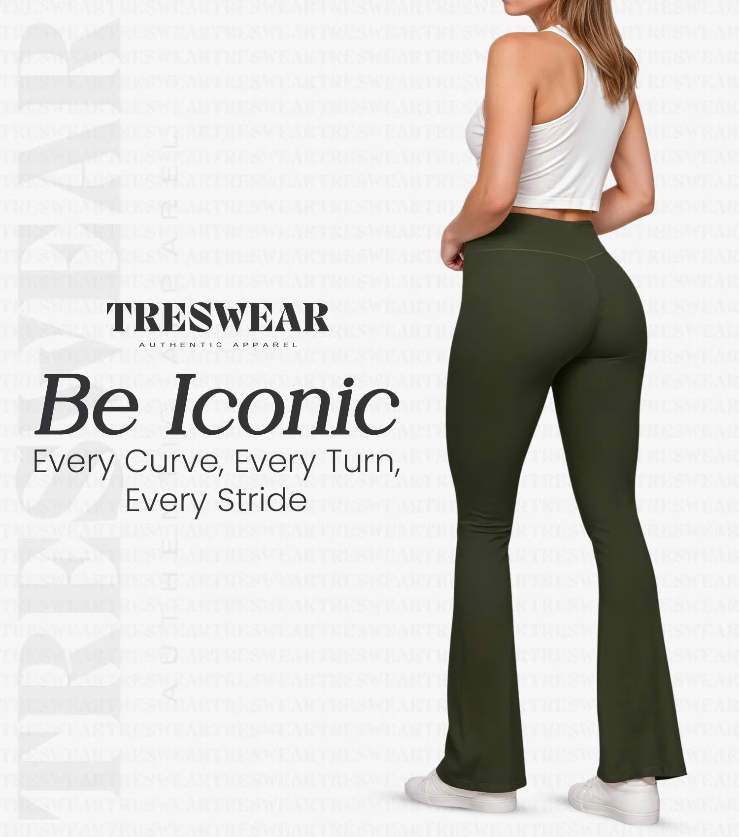 Crossover High Waisted Flare Leggings for Women with Tummy Control (Army Green)