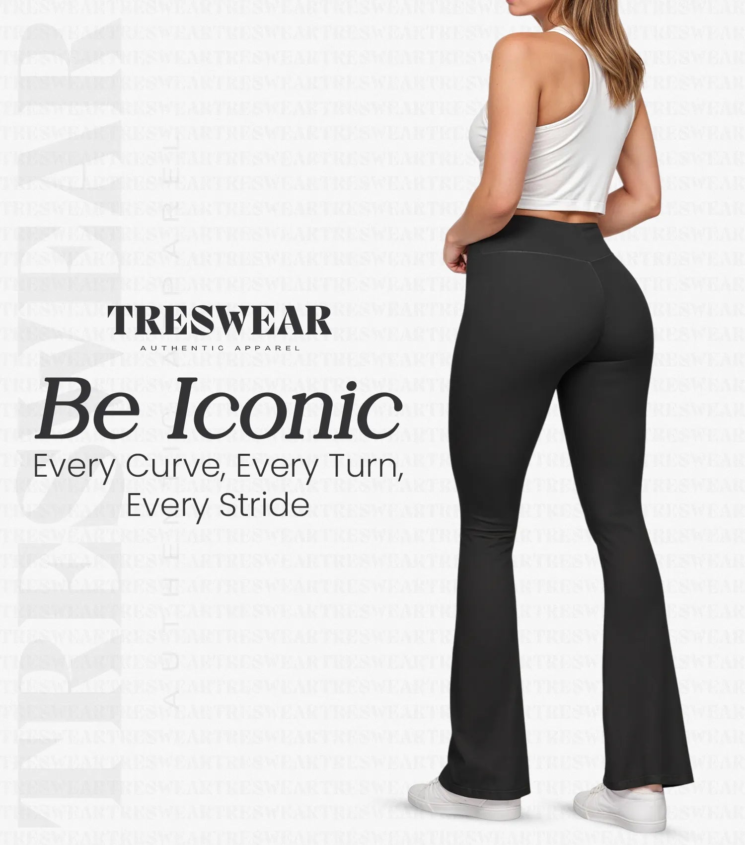 Crossover High Waisted Flare Leggings for Women with Tummy Control (Black)