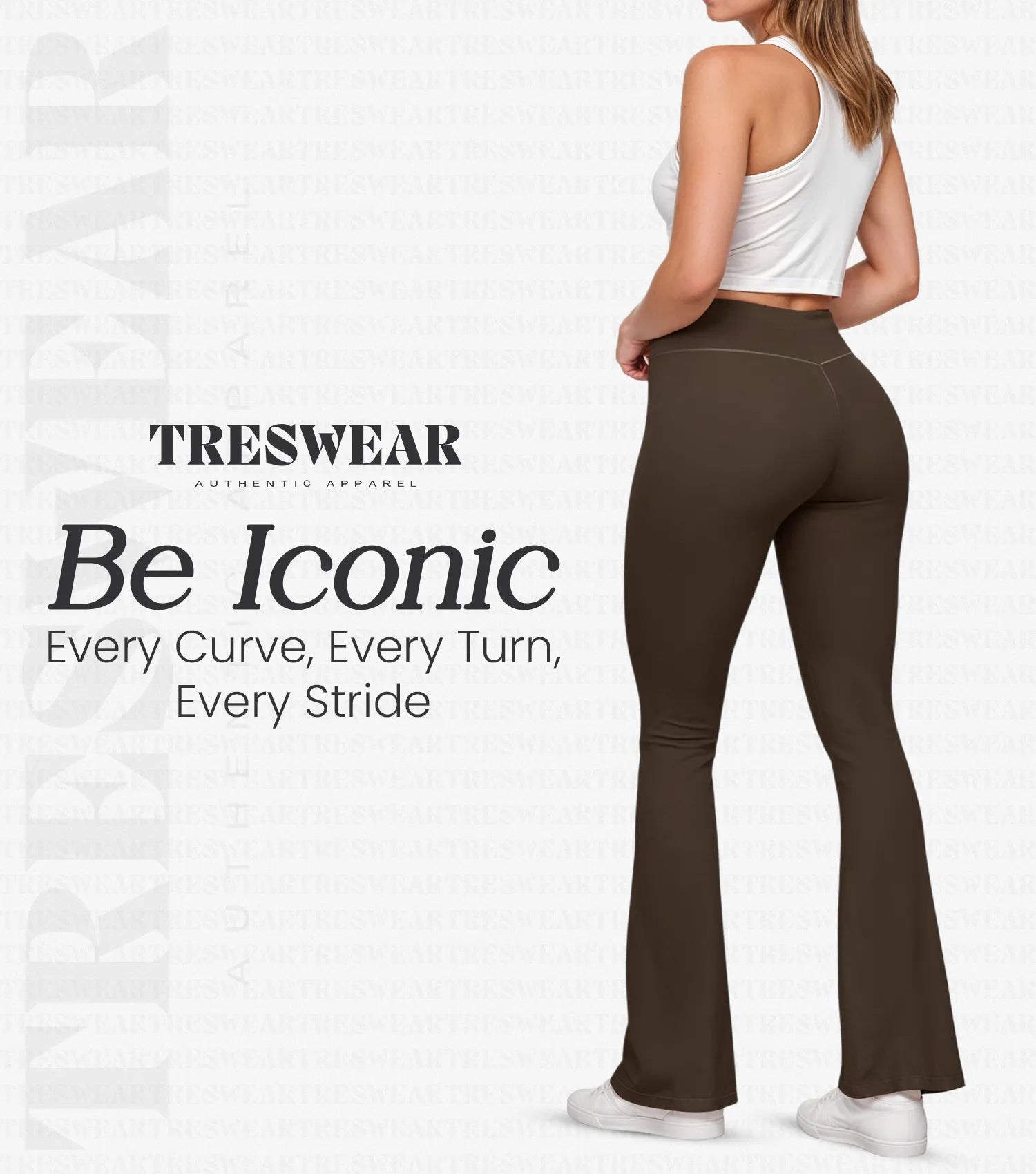Crossover High Waisted Flare Leggings for Women with Tummy Control (Brown)
