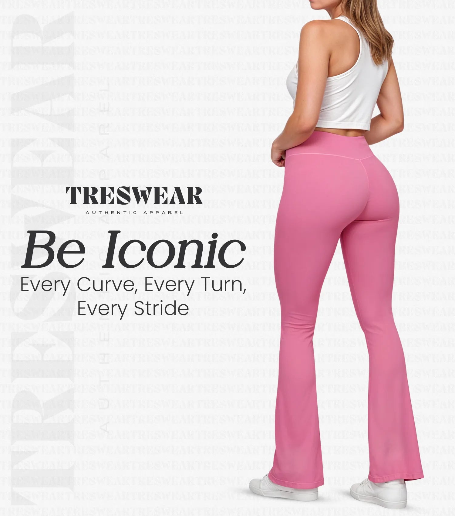 Crossover High Waisted Flare Leggings for Women with Tummy Control (Bubble Pink)