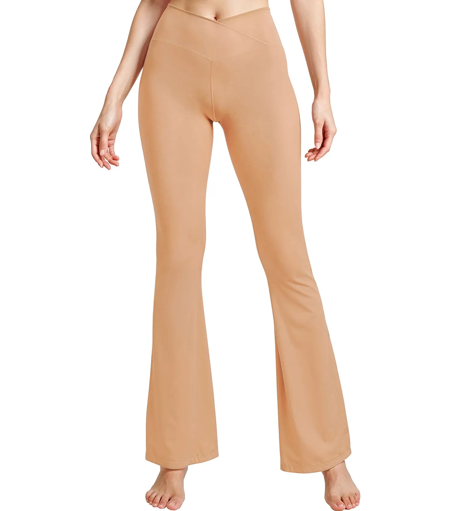 Crossover High Waisted Flare Leggings for Women with Tummy Control (Coca Mocha)