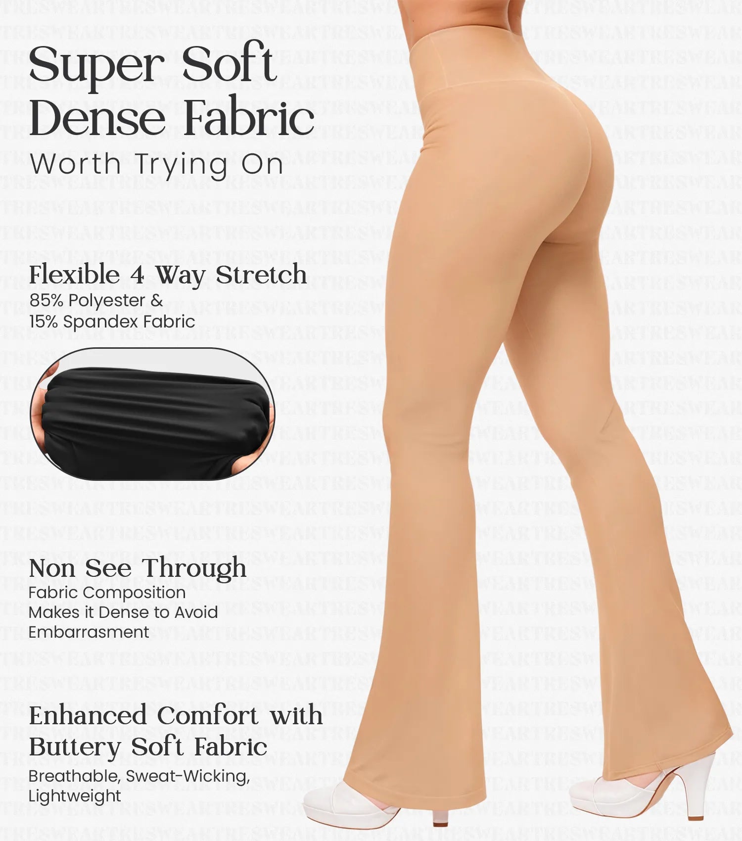 Crossover High Waisted Flare Leggings for Women with Tummy Control (Coca Mocha)