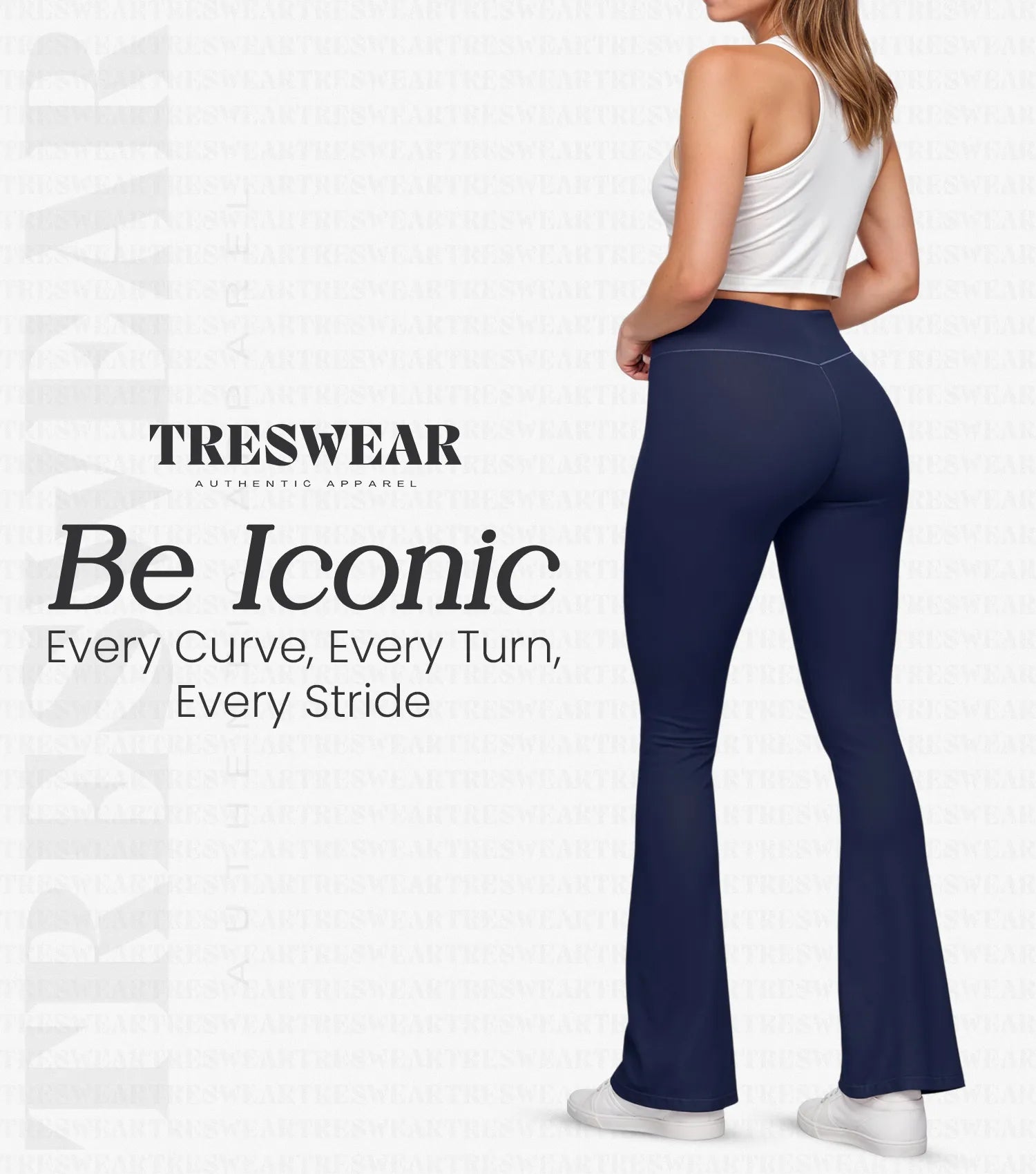 Crossover High Waisted Flare Leggings for Women with Tummy Control (Navy)