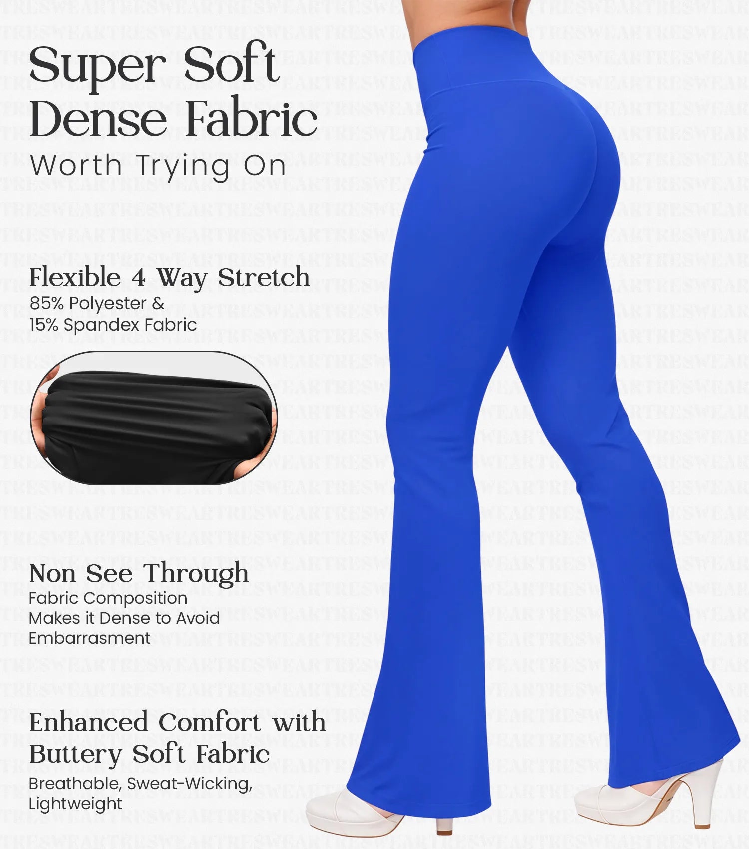 Crossover High Waisted Flare Leggings for Women with Tummy Control (Royal Blue)