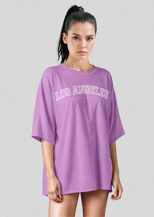 Women&amp;#39;s Oversized Tee Shirts, Loose Fit Crew Neck Short Sleeve Tops (Los Angeles)