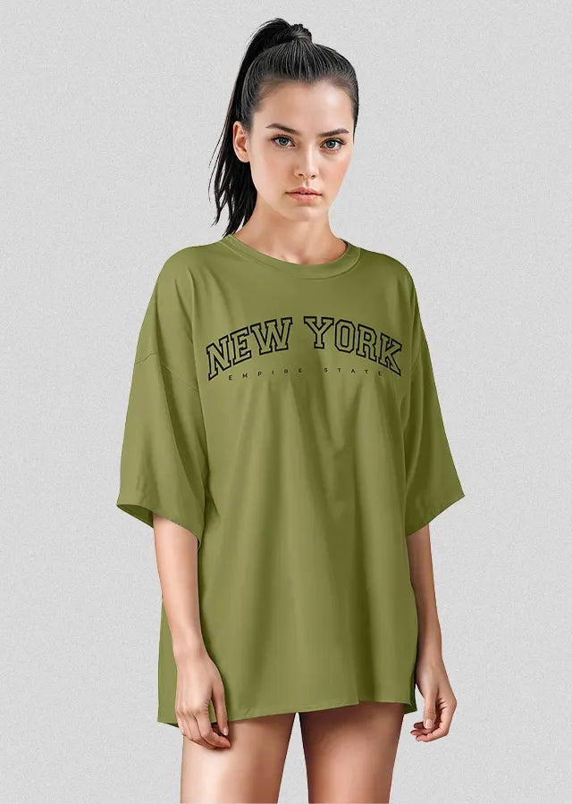 Women&amp;#39;s Oversized Tee Shirts, Loose Fit Crew Neck Short Sleeve Tops (New York)